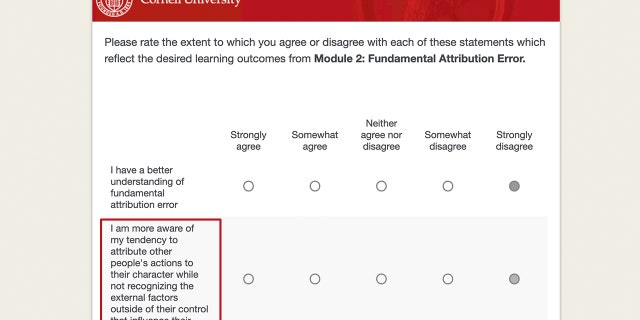 Survey Cornell DEI course