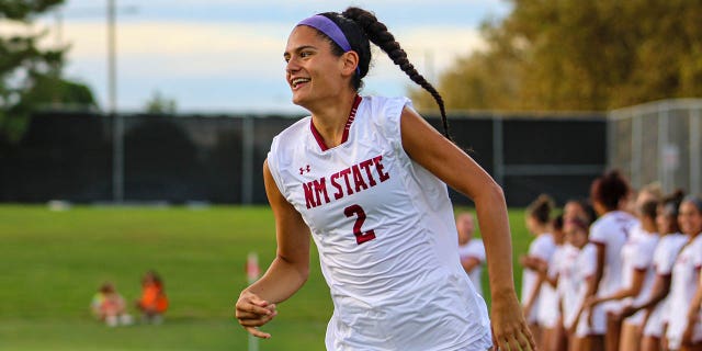 Thalia Chaverria runs onto the field