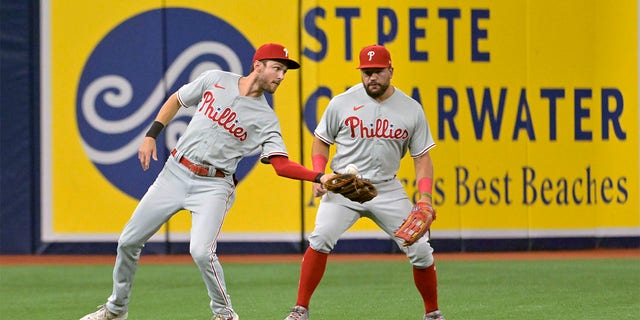 Trea Turner catches ball