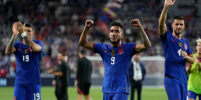 Jesús Ferreira celebrates goal