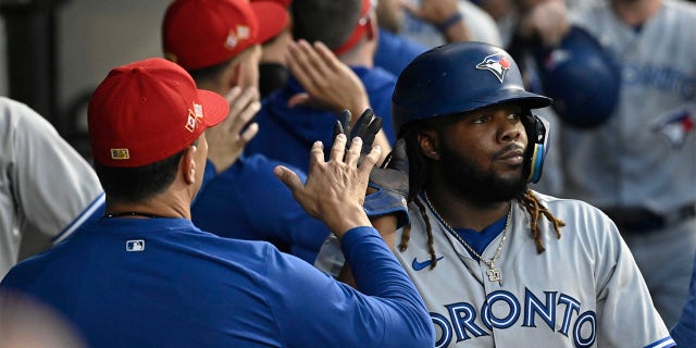 Vladimir Guerrero Jr. celebrates home run