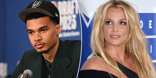 Split image of Victor Wembanyama and Britney Spears