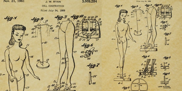 Drawings of Barbie patents show the dolls measurements