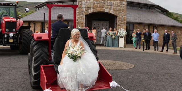 taken to her wedding in tractor