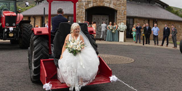 taken to her wedding in tractor