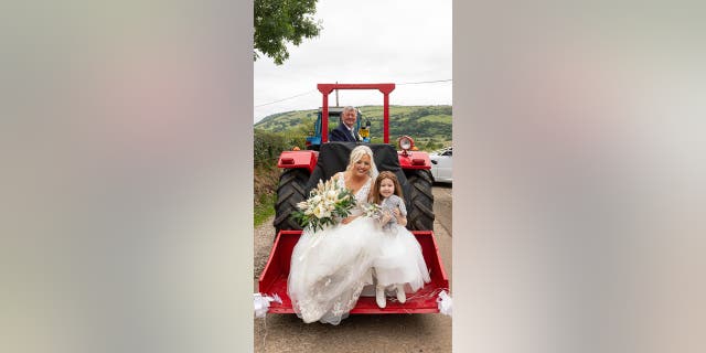 bride in a tractor in Ireland