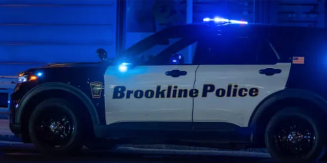 Brookline PD cruiser at night 