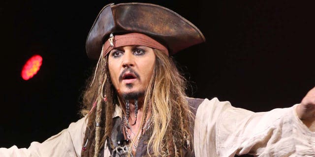 Johnny Depp dressed as Captain Jack Sparrow