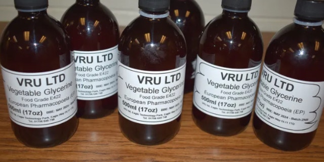 Codeine syrup bottles disguised as glycerin