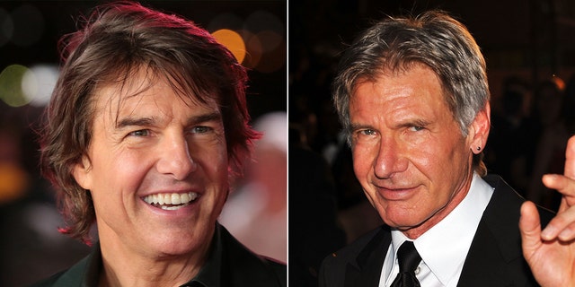 Tom Cruise, Harrison Ford smiling