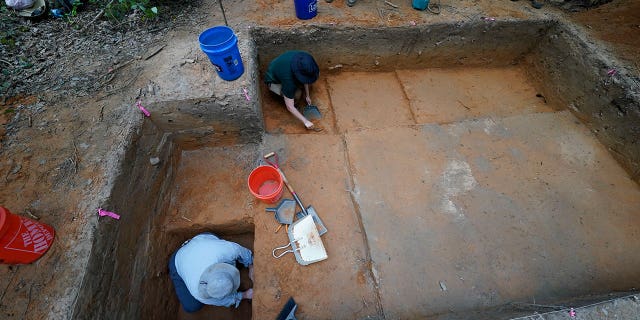 Archeological experts dig