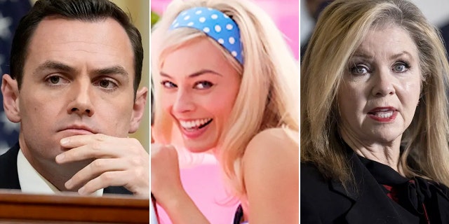 Mike Gallagher, Margot Robbie as Barbie, and Sen. Marsha Blackburn