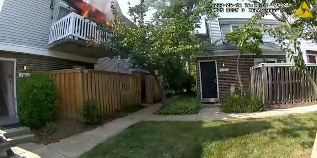 An outside view of the house fire in Fairfax County, Virginia