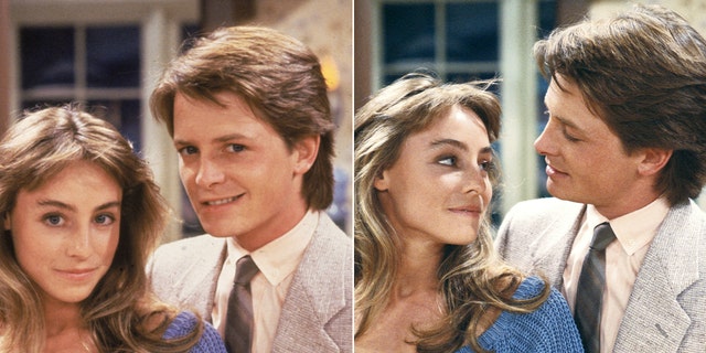 Michael J. Fox and Tracy Pollan on the set of "Family Ties" split Michael J. Fox looks longingly at Tracy Pollan on "Family Ties" set