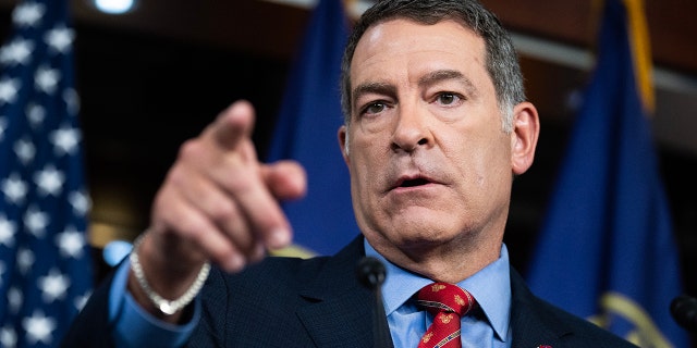 UNITED STATES - JUNE 14: Chairman Mark Green, R-Tenn., conducts a news conference ahead of the House Homeland Security Committee hearing to "Examine Secretary Mayorkas' Dereliction of Duty," in Cannon Building on Wednesday, June 14, 2023. (Tom Williams/CQ-Roll Call, Inc via Getty Images)