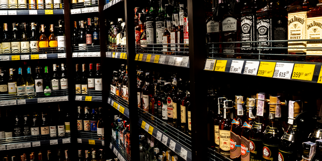 Alcohol on store shelves 