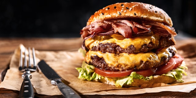 hamburger on table