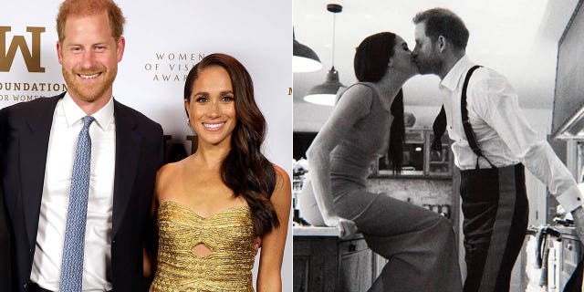 harry meghan on red carpet/harry meghan kissing in netflix doc