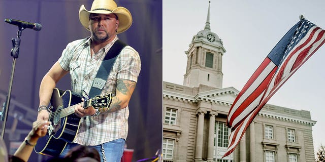 jason aldean playing guitar/maury county courthouse