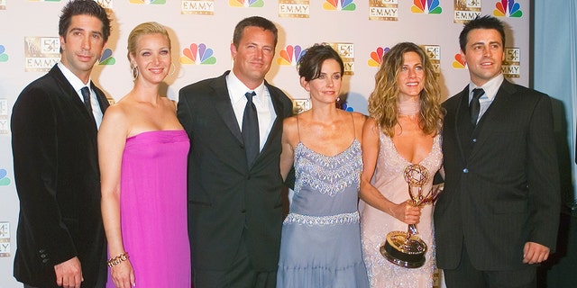 Jennifer Aniston and the cast of "Friends" at the 54th Emmy Awards