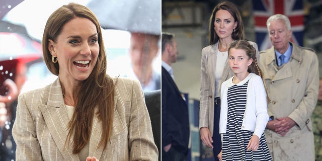 A split image of Kate Middleton and Princess Charlotte