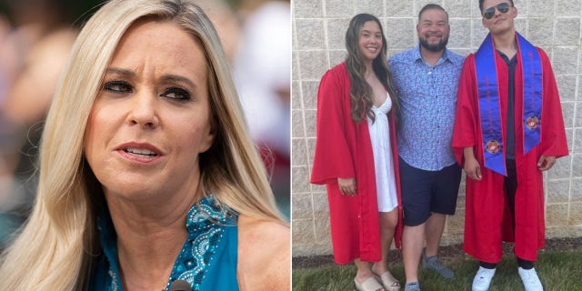 A split image of Kate Gosselin with Hannah, Jon and Collin Gosselin