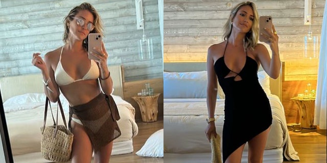 Kristin Cavallari rocks white bikini and black strappy dress
