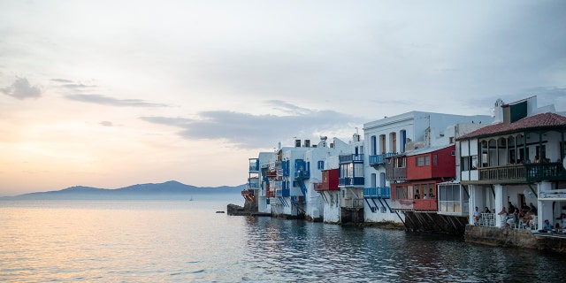 A view of Little Venice in Mykonos, Greece