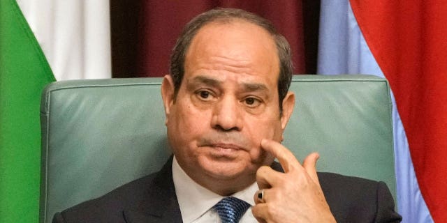Egyptian President Abdel Fattah el-Sissi attends a conference on Feb. 12, 2023. The Egyptian president is hosting a summit Thursday to address the Sudan conflict.