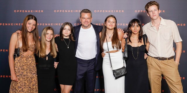 Matt Damon and his daughters, friends