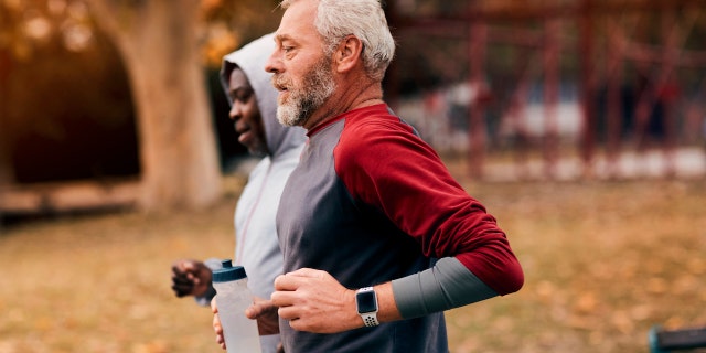 Men power walking