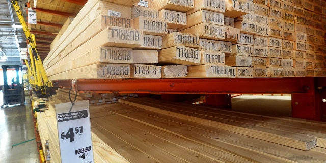 Pile of wood at a hardware store