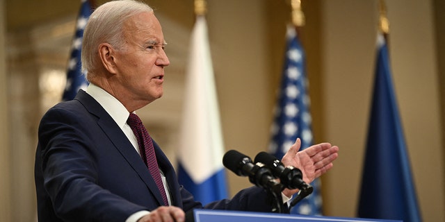 Präsident Joe Biden spricht im Präsidentenpalast in Helsinki, Finnland