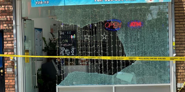 Shattered business window in Queens