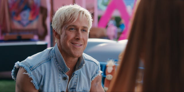 Ryan Gosling in character as Ken.