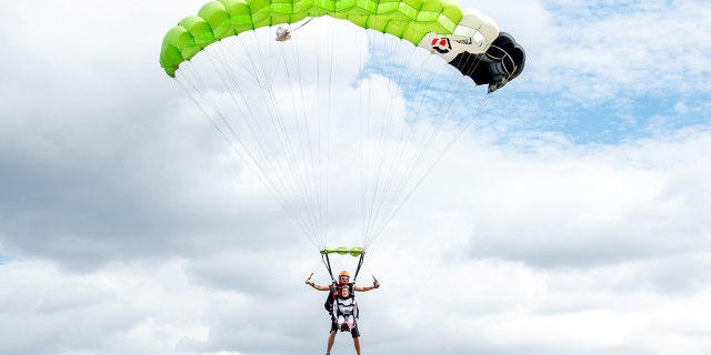 A person skydiving