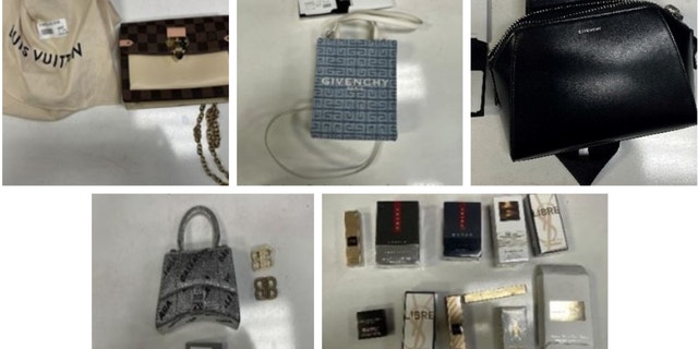 Pictures of stolen handbags, luxury goods