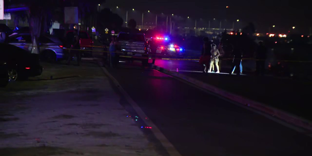 Police cars at shooting scene