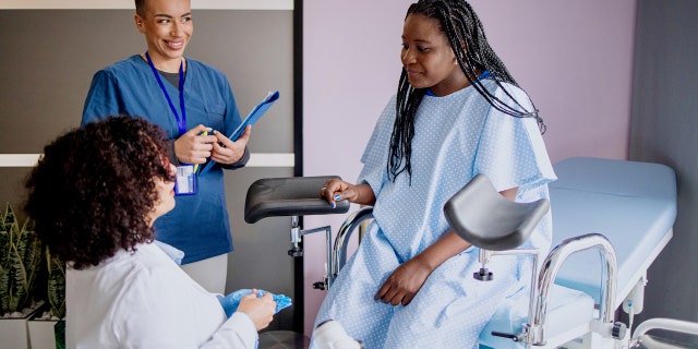 Woman at doctor