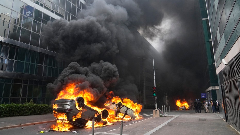 French President Macron urges order and calm amid unrest following police killing of 17-year-old boy