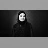 Sinead O'Connor in a black and white photo