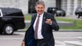 WASHINGTON - MAY 4: Sen. Joe Manchin, D-W. Va., waves to visitors on the Senate steps as he leaves the Capitol after the last vote of the week in Washington on Thurssday, May 4, 2023. (Bill Clark/CQ-Roll Call, Inc via Getty Images)