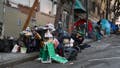 A homeless encampment is seen in Tenderloin District of San Francisco, California, United States on June 6, 2023.