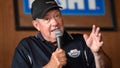 Former NASCAR driver Ken Schrader speaks during the Lunch with Legends for the NASCAR Cup Series Enjoy Illinois 300 on June 2, 2023, at Madison in World Wide Technology Raceway at Gateway, Illinois.