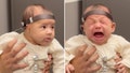 A baby who was born with an ear deformity heard her father's voice for the first time &mdash;&nbsp;and burst into tears.