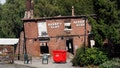 The charred remains of the iconic Crooked House pub are seen in Himley, England, Aug. 7, 2023.