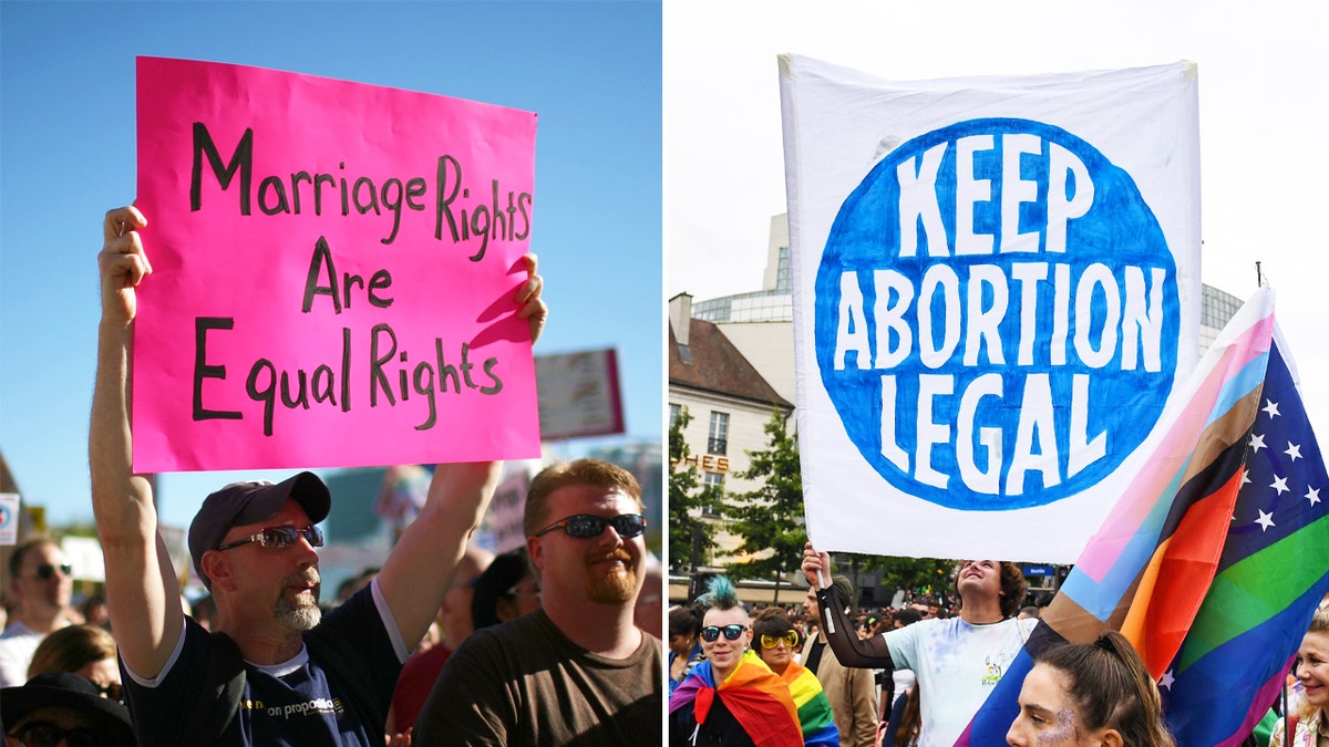 Marriage equality, abortion protest signs