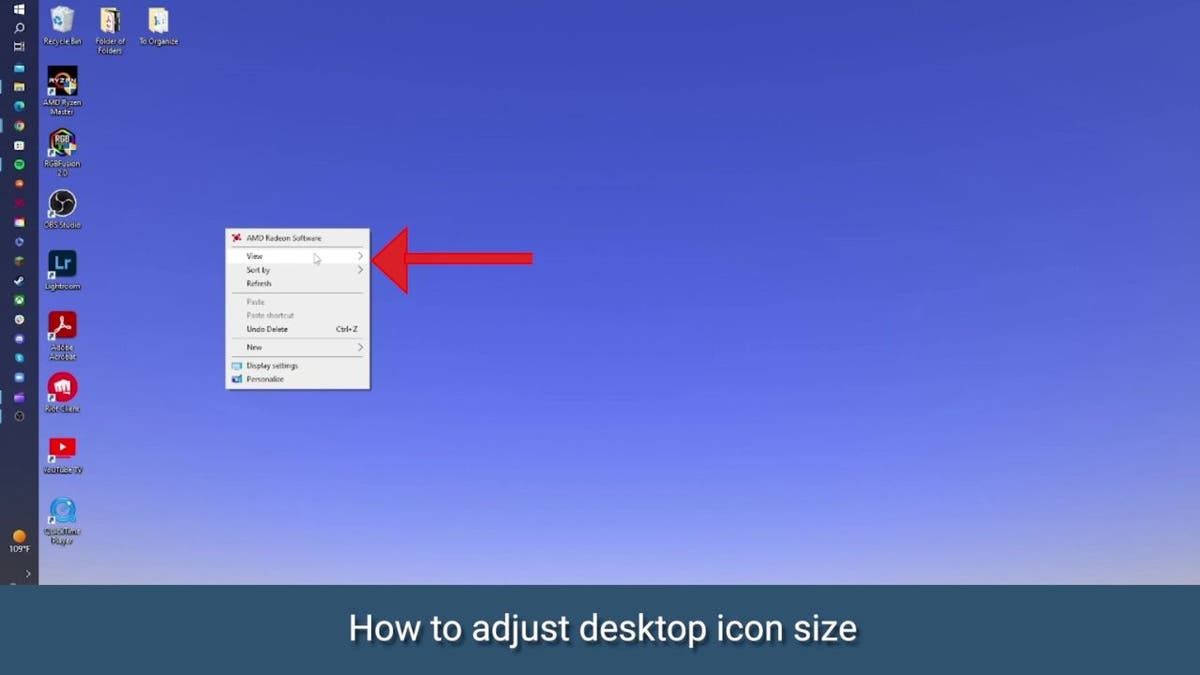 Screenshot of the drop down menu on a PC.