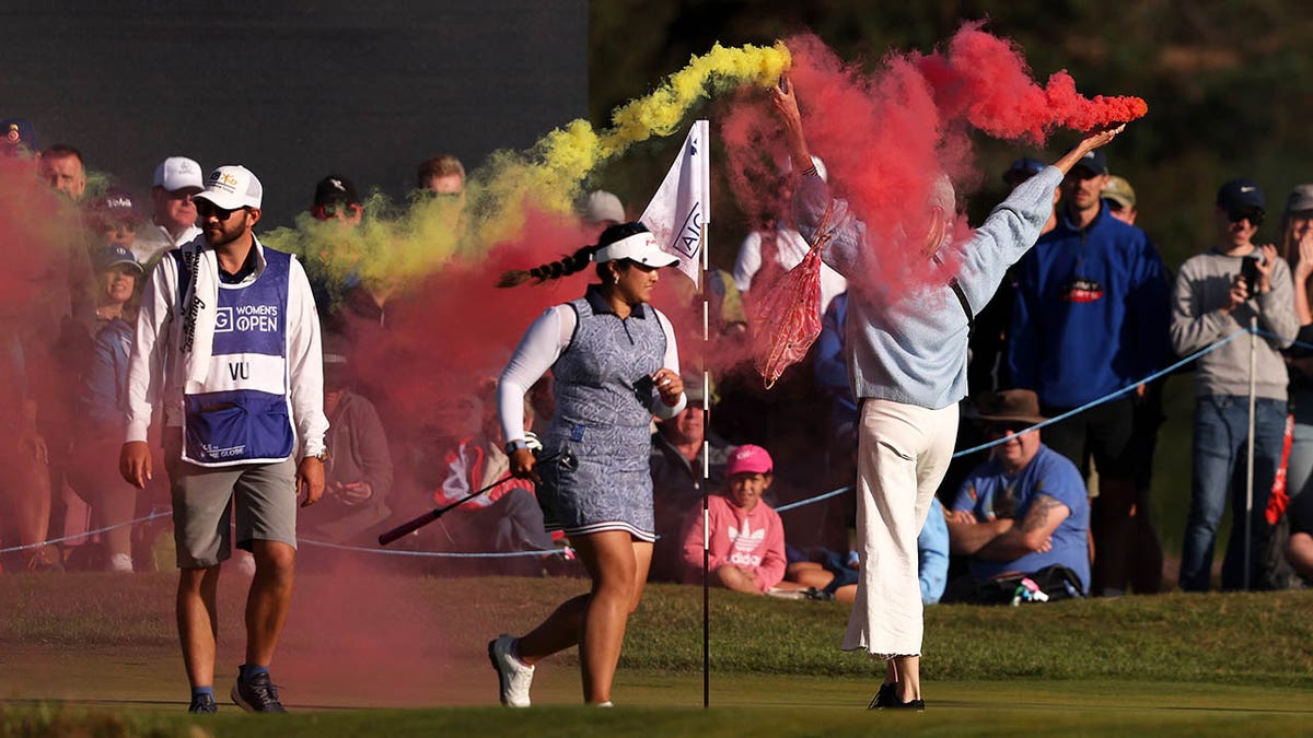 Protesters disrupt the final round of the AIG Women's Open