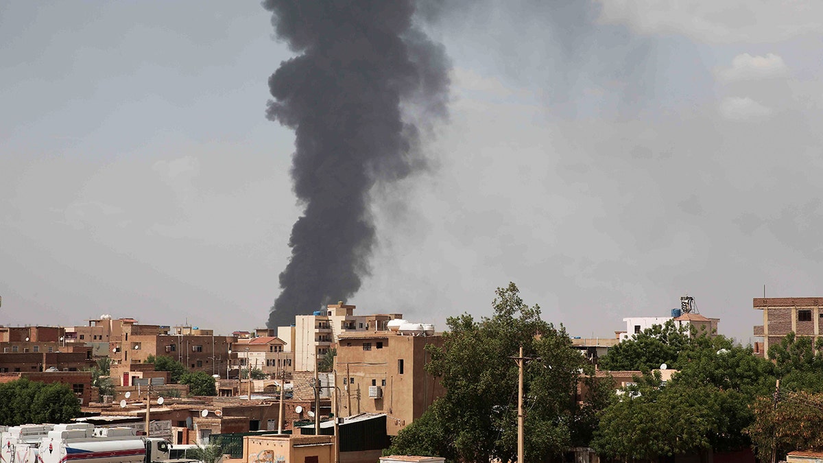 Smoke rises over Khartoum, Sudan